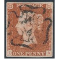 GREAT BRITAIN - 1842 1d red-brown QV, plate 25, check letters DA, used – SG # 8l