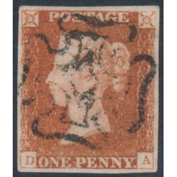 GREAT BRITAIN - 1842 1d red-brown QV, plate 25, check letters DA, used – SG # 8l