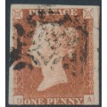 GREAT BRITAIN - 1842 1d red-brown QV, plate 25, check letters DA, used – SG # 8l