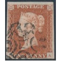 GREAT BRITAIN - 1842 1d red-brown QV, plate 28, check letters KA, used – SG # 8