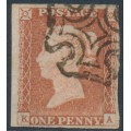 GREAT BRITAIN - 1842 1d red-brown QV, plate 29, check letters KA, used – SG # 8