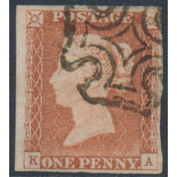 GREAT BRITAIN - 1842 1d red-brown QV, plate 29, check letters KA, used – SG # 8
