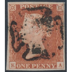 GREAT BRITAIN - 1843 1d red-brown QV, plate 33, check letters KA, used – SG # 8