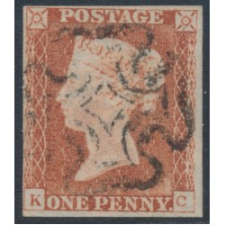 GREAT BRITAIN - 1843 1d red-brown QV, plate 39, check letters KC, used – SG # 8l