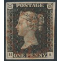 GREAT BRITAIN - 1840 1d grey-black QV (penny black), plate 3, check letters HA, used – SG # 3 (AS21)
