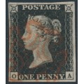 GREAT BRITAIN - 1840 1d black QV (penny black), plate 4, check letters OA, used – SG # 2 (AS23)