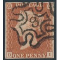 GREAT BRITAIN - 1841 1d red-brown QV, plate 9, '8' Maltese Cross cancel – SG # 7uh