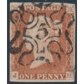 GREAT BRITAIN - 1841 1d red-brown QV, plate 21, '5' Maltese Cross cancel – SG # 8ue