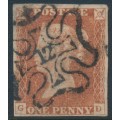 GREAT BRITAIN - 1843 1d red-brown QV, plate 31, '12' Maltese Cross cancel – SG # 8ul