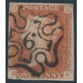 GREAT BRITAIN - 1843 1d red-brown QV, plate 40, '6' Maltese Cross cancel – SG # 8uf