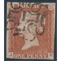 GREAT BRITAIN - 1843 1d red-brown QV, plate 41, '1' Maltese Cross cancel – SG # 8ua