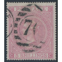 GREAT BRITAIN - 1874 5/- rose QV, Maltese Cross watermark, plate 2, used – SG # 126