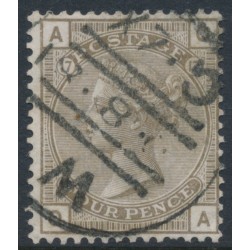 GREAT BRITAIN - 1880 4d grey-brown QV, Imperial Crown watermark, plate 17, used – SG # 160