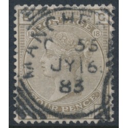 GREAT BRITAIN - 1880 4d grey-brown QV, Imperial Crown watermark, plate 18, used – SG # 160
