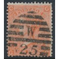 GREAT BRITAIN - 1865 4d red QV, inverted Garter watermark, plate 11, used – SG # 94Wi
