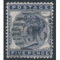 GREAT BRITAIN - 1881 5d indigo QV, imperial crown watermark, used – SG # 169
