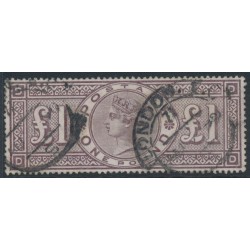 GREAT BRITAIN - 1884 £1 brown-lilac QV, crowns watermark, used – SG # 185