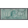 GREAT BRITAIN - 1911 £1 green KEVII definitive, used – SG # 320