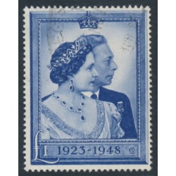 GREAT BRITAIN - 1948 £1 blue Royal Silver Wedding, used – SG # 494