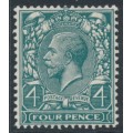 GREAT BRITAIN - 1913 4d deep grey-green KGV, Simple Cypher watermark, MH – SG # 378