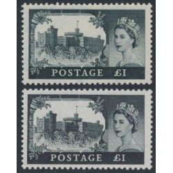 GREAT BRITAIN - 1959 £1 black Windsor Castle, DLR & BW printings, MNH – SG # 598+598a