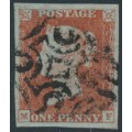 GREAT BRITAIN - 1841 1d red-brown QV, plate 21, check letters MF, used – SG # 8