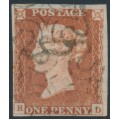 GREAT BRITAIN - 1842 1d red-brown QV, plate 23, check letters RD, used – SG # 8