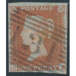 GREAT BRITAIN - 1849 1d red-brown QV, plate 91, check letters OB, used – SG # 8