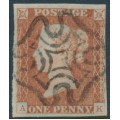 GREAT BRITAIN - 1841 1d red-brown QV, plate 21, check letters AK, used – SG # 8
