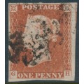GREAT BRITAIN - 1842 1d red-brown QV, plate 23, check letters GH, used – SG # 8