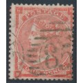 GREAT BRITAIN - 1862 4d bright red QV, Garter watermark, plate 3, used – SG # 79