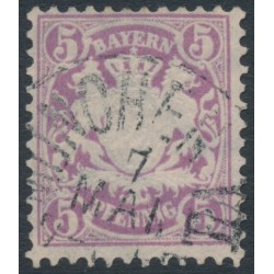 BAVARIA / BAYERN - 1878 5pf red-violet Coat of Arms, perf. 11½, horizontal wavy lines watermark, used – Michel # 45b