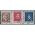 EAST GERMANY / DDR - 1952 Music Composers set of 3, used – Michel # 308-310