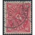 GERMANY - 1922 10Mk carmine-red/pink Posthorn, network watermark, used – Michel # 206