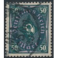 GERMANY - 1922 50Mk dark green/violet Posthorn, network watermark, used – Michel # 209a