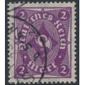 GERMANY - 1922 2Mk bluish violet Posthorn, network watermark, geprüft, used – Michel # 224a