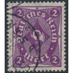 GERMANY - 1922 2Mk bluish violet Posthorn, network watermark, used – Michel # 224a