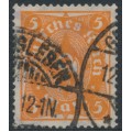 GERMANY - 1922 5Mk orange Posthorn, network watermark, used – Michel # 227a