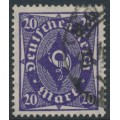GERMANY - 1922 20Mk purple-violet Posthorn, network watermark, geprüft, used – Michel # 230I