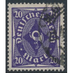 GERMANY - 1922 20Mk purple-violet Posthorn, network watermark, used – Michel # 230I