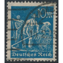 GERMANY - 1922 10Mk blue Harvester, network watermark, geprüft, used – Michel # 239