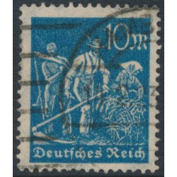 GERMANY - 1922 10Mk blue Harvester, network watermark, used – Michel # 239