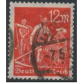 GERMANY - 1922 12Mk orange-red Harvester, network watermark, used – Michel # 240