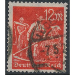 GERMANY - 1922 12Mk orange-red Harvester, network watermark, used – Michel # 240
