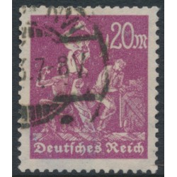 GERMANY - 1923 20Mk brownish purple Miner, network watermark, geprüft, used – Michel # 241X
