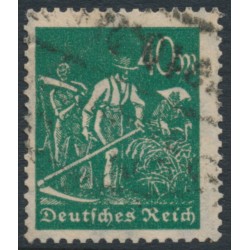 GERMANY - 1923 40Mk dark bluish green Harvester, network watermark, geprüft, used – Michel # 244a