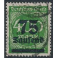 GERMANY - 1923 75Tausend on 400Mk green Numeral, geprüft, used – Michel # 287a