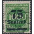GERMANY - 1923 75Tausend on 1000Mk green Numeral, geprüft, used – Michel # 288II