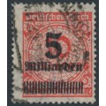 GERMANY - 1923 5Milliarden on 10Millionen Mk orange-red Numeral, geprüft, used – Michel # 334A