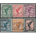 GERMANY - 1926 5pf to 1Mk Eagles airmail short set of 6, used – Michel # 378-382